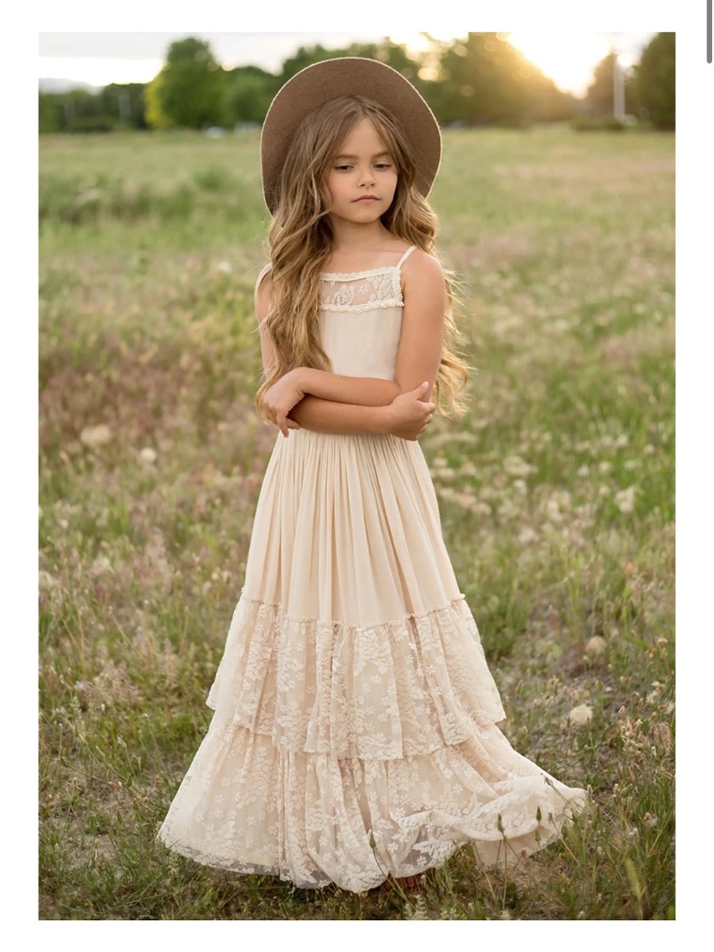 Mia Joy Catrin Lace Boho Dress Joyfolie in Shell